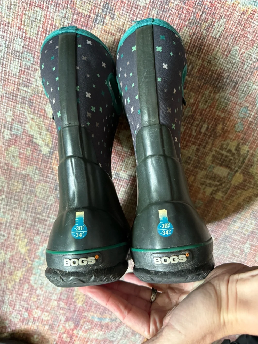 Bogs Kids Grey Teal Classic Plus Waterproof Pull-On winter boots size 3